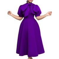 Vestido Elegante De Fiesta Para Mujer 2024 Con Cuello Con Lazo Manga Corta Cintura Alta A-Line Plisado Hasta El Tobillo Vestido De Cumpleaños - details 53