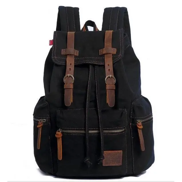 Mochipa vintage de Hombre en Cuero y Lona patchwork-Marca-Modelo-Negro-Adulto-Lona-Unisex - 1