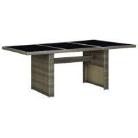 vidaXL Mesa de jardín ratán sintético madera maciza acacia gris oscuro en color Gris oscuro y marrón/Gris claro/gris claro y negro y más | estructura resistente ideal para salón dormitorio o estudio - details 3