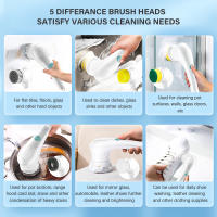 Limpia Pisos Eléctrico Multifuncional Con 5 Cabezas De Cepillo Portátil Para Cocina Azulejos Baño Coche Limpieza Hogar - details 8