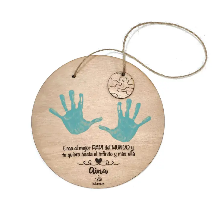 Recuerdo madera huella o dibujo bebé | día del padre/madre | regalo Papá/Mamá | recuerdo para colgar en Madera | regalo Dia del Padre o Madre Bebé | Lulamuk - 1