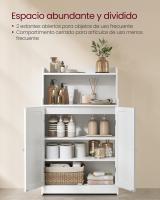Armario de Baño, Mueble con 2 Puertas, 2 Estantes Ajustables, 30 x 60 x 100 cm, para Comedor, Cocina, Salón - details 2