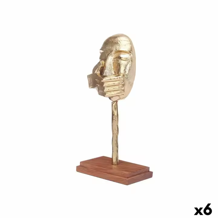 Figura Decorativa Cara Dorado Madera Metal 17 x 33,5 x 10 cm - 1