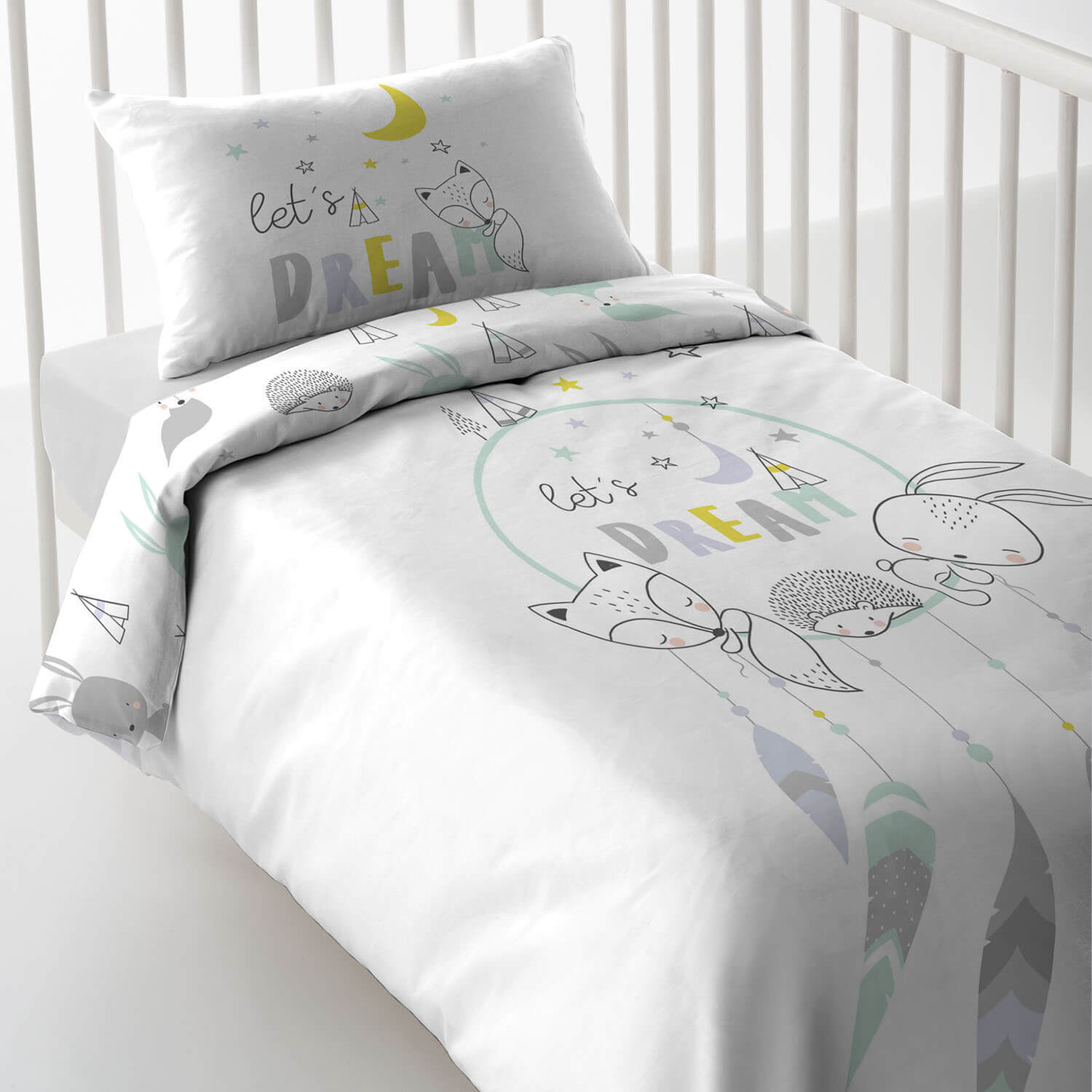 FUNDA NÓRDICA REVERSIBLE CUNA/MAXICUNA INFANTIL BEBE 100% ALGODÓN LETS DREAM COOL KIDS FABRICADO EN ESPAÑA