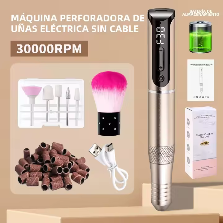 Taladro De Uñas Recargable 35000RPM Con Pantalla Para Manicura Herramientas Para Esmalte De Gel Adecuado Para Manicura - 1