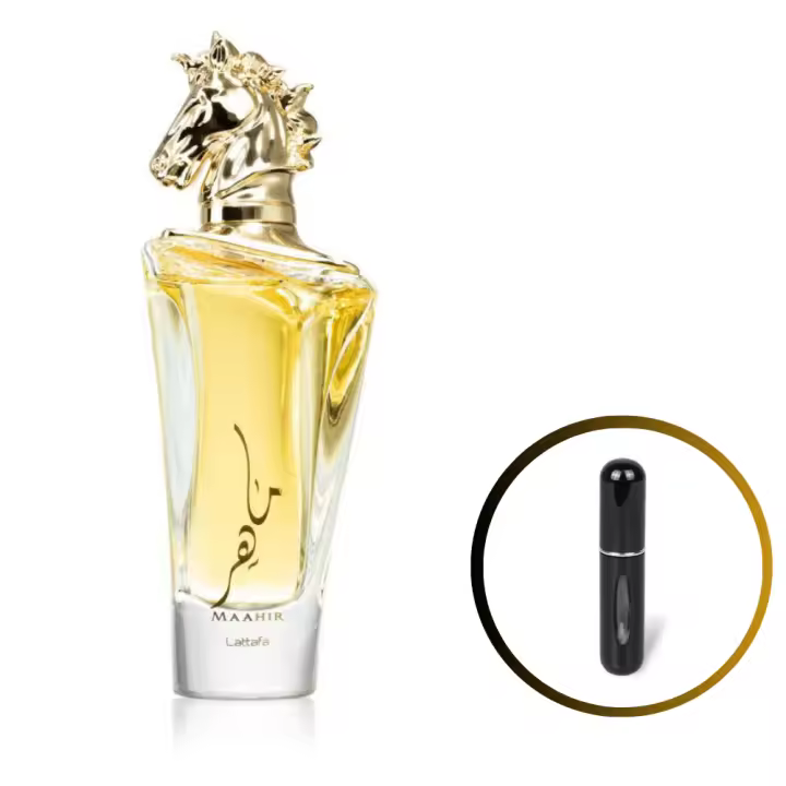 Perfume MAAHIR ORIGINAL Lattafa 100ml +ATOMIZADOR 5ml Recargable GRATIS! Unisex Para Hombre y Para Mujer Perfume Árabe Original De Dubai Emiratos Árabes, oriental - 1