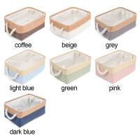 Cesta De Almacenamiento De Ropa Para Bebé Organizador De Lino Plegable Para Calcetines Sujetadores Y Juguetes En Colores Gris Azul Oscuro Café Rosa Beige Verde - details 1