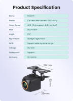 Cámara De Visión Trasera Para Coche GreenYi AHD 1920x1080P Lente Dorada De 170° Visión Nocturna Full HD IMX307 G817 Aluminio Acero Inoxidable - details 10