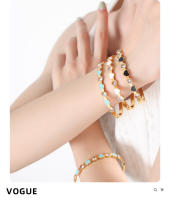 Encanto Pulsera de amor con aceite de gota de agua de circón de cristal, personalidad de alta gama, moda de nicho, temperamento simple, acero de titanio chapado en oro de 18 quilates - details 4