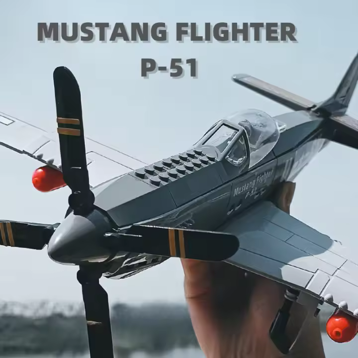 258PCS P-51 Mustang Fighter De WWII Bloques De Construcción Para Niños Y Adultos Juguetes De Avión De La Fuerza Aérea Regalo Educativo De Bloques Compatible Con Lego - 1