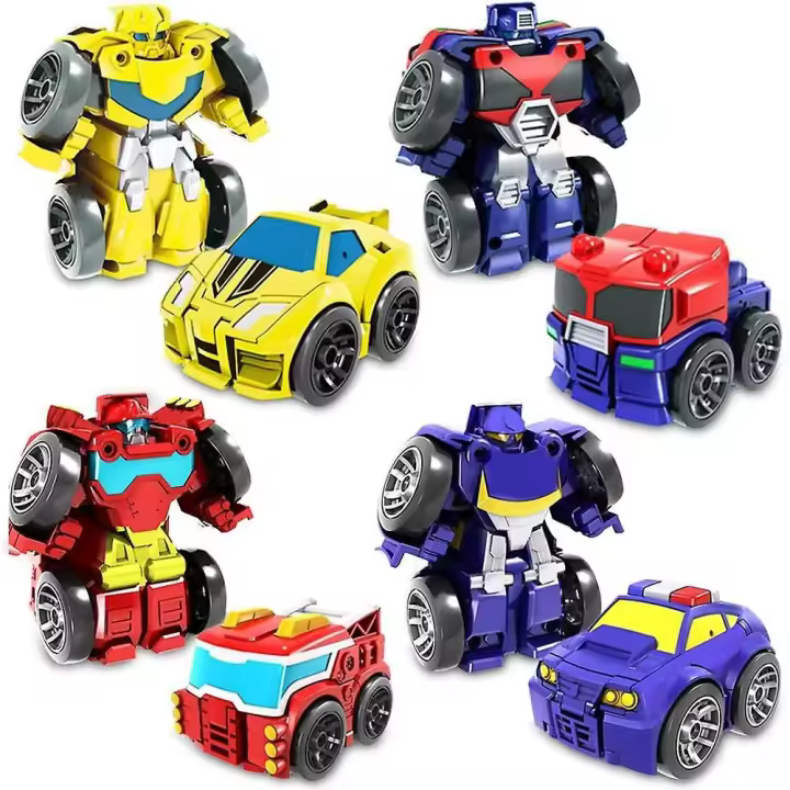 Pack de dinosaurios robot transformables para niños y niñas, marionetas de dedos mordedores, figuras de acción 2 en 1 de dinosaurios jurásicos, dinosaurios de rescate transformados Trex/ssrus - 1