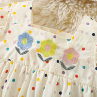 Conjunto De Verano Para Bebé Niña Con Bordado De Puntos Y Flores Coloridas Camiseta De Algodón Con Mangas Cortas Estilo Dulce Y Lindo Para Crawler - details 4