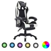 vidaXL Silla gaming con luces LED RGB cuero sintético en color Dorado y negro/Blanco/Azul y negro y más | cómodas modernas ergonómicas para comedor cocina salón hogar - details 4