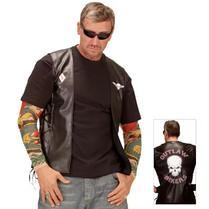 WIDMANN, CHALECO OUTLAW BIKERS UNICEX, NEGRO , CON ESTANPADO DE CLAVERA . - 1
