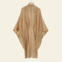 Bufanda De Moda Para Mujer Con Manga Murciélago Y Corte Outfit Dorado Plata Para Fiesta Verano Casual Larga 100*52cm Tassel - details 4