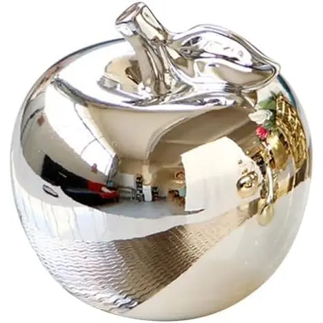 Estatuas de cerámica de manzana dorada de estatuilla de manzana, estatua decorativa de manzana, adornos de estatuilla de manzana, manualidades, escultura artística para decoración de mesa de cocina, oficina en casa - 1