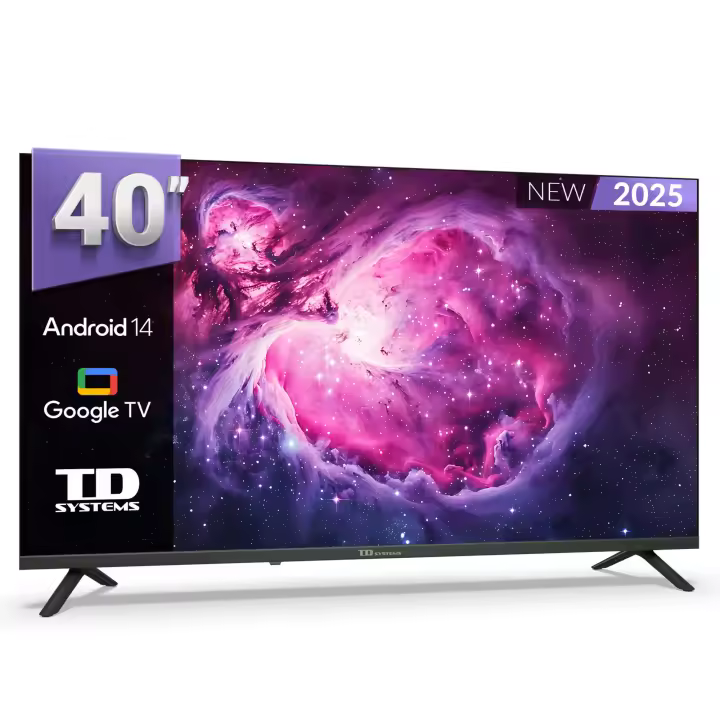 Smart TV 40 pulgadas Full HD Hey Google Official Assistant con control por voz. Televisor Android 14 - TD Systems K40DLC21GLE - 1