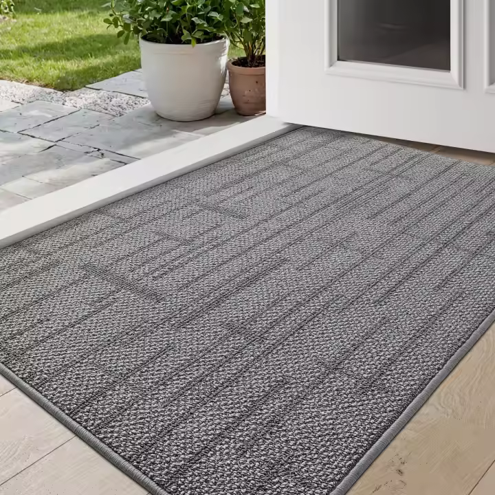 Door Mats Indoor 90 x 150 cm, Non-Slip Absorbent Dirt Trapper Mat, Thin Low Profile Doormats Inside, Washable Entrance Rug for Muddy Shoes and Paws, Grey Brown - 1