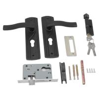 Juego De Cerradura De Puerta Con Manija Negra De Acero Manganéz Aumentada Para Dormitorio Y Baño Rotación Suave Incluye Llaves - details 8