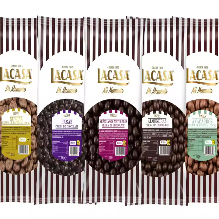 Lacasa pack 5kg deliciosas bolas de frutos secos con chocolate: Pasas de Corinto Negro,Almendra Negro,Anacardo leche,Arándanos Negro,Nuez Leche - 1