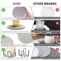 Juego De 8 Cojines Para Vajilla Absorbentes De Tela Tejida Con Porta-Vajilla Estilo Rústico Para Té Y Café - details 3