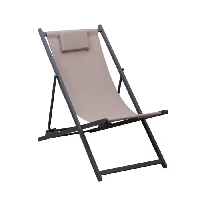 Silla Reclinable Rebecca Muebles Sarson 93x58x92 Poliéster Aluminio Beige Gris Oscuro - 1