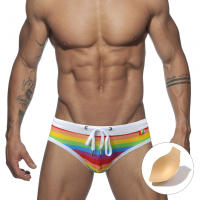 Bragas De Natación Para Hombre En Blanco Con Estampado De Bandas Sport Y Playa Moda Verano Material Poliéster Y Spandex - details 5