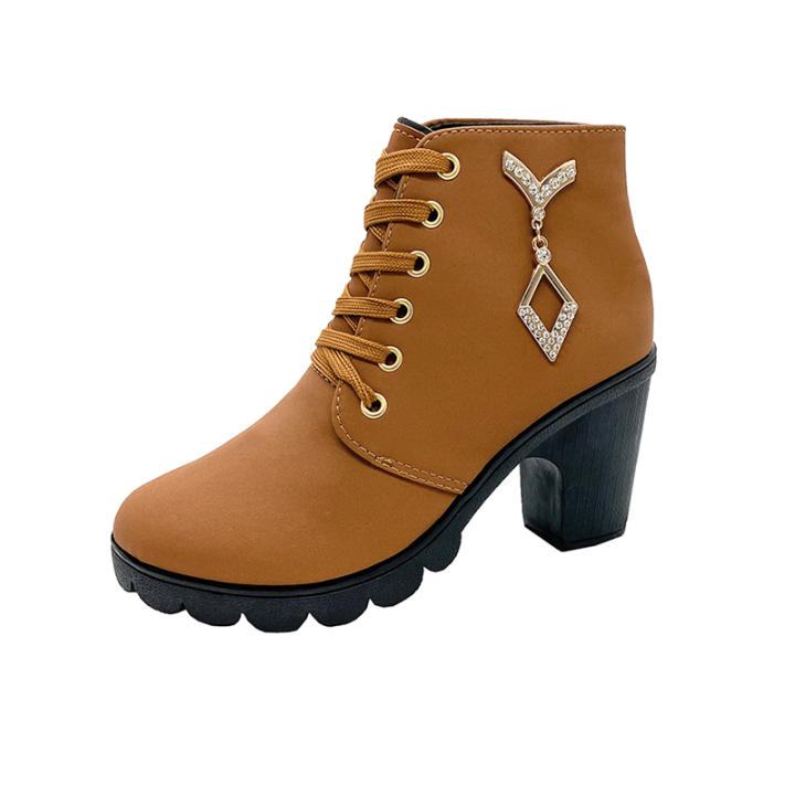 Comemore 2024 New Women Shoes Lace Up Ankle Boots Zapatos Mujer Fashion High Heels Ladies Casual Spring Pumps Platform Heel 42