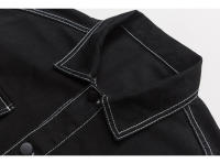 Chaqueta De Denim Para Hombre Estilo Callejero Con Bolsillos Grandes Diseño De Contraste Talla Grande Negro Y Blanco Lavado Abrigo De Otoño 4XL 5XL - details 9