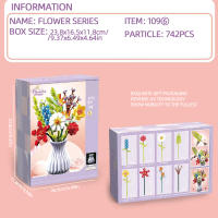 Bloques De Construcción De Bouquet De Flores Eterna Rosa Y Girasol Modelo De Planta Con Vaso Juguete DIY Para Niños Regalos Creativos Decoraciones De Escritorio - details 29