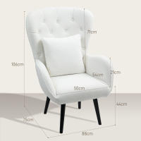 Sillón cecodadi con cojín lumbar, Sillón de Plush con almohadas de Madera, respaldo con mechón de romdos, Sillón reclinable para Salón, dormitorio - details 6