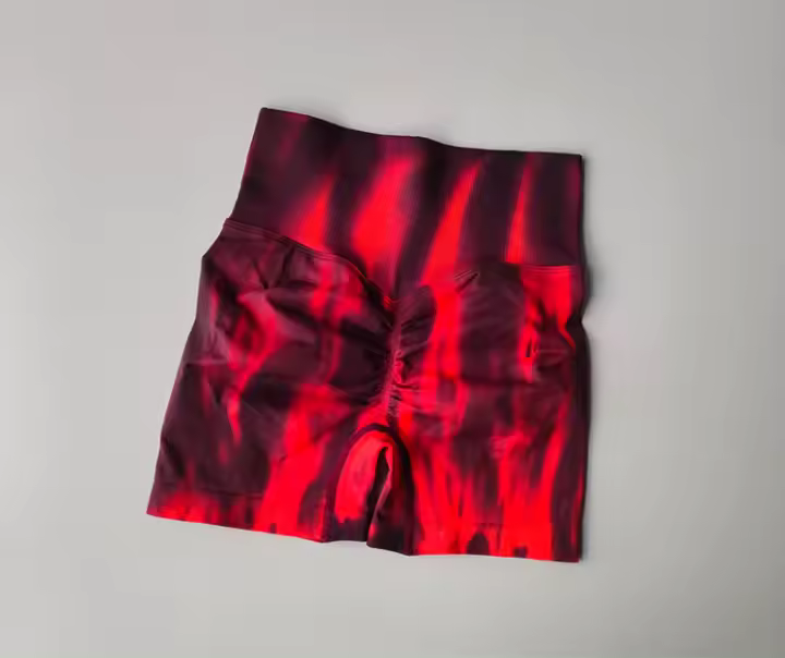 Shorts De Fitness Para Mujer Con Cintura Alta Y Abdomen Estrecho Estampado Tie Dye Naranja Glúteos Belleza De Piernas Y Abdomen Estrecho - 1