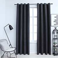 vidaXL Cortinas Opacas con Anillas de Metal (2 unidades) Antracita Decoración Dimensiones 140 x 175 cm, 140 x 245 cm, 140 x 225 cm - details 2
