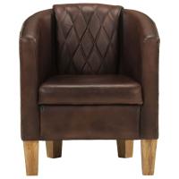 vidaXL Sillón butaca de cuero auténtico Marrón claro, Marrón oscuro, Gris Sillon Dormitorio Sillon Comodos Silla Relax Sillón Sofá - details 2
