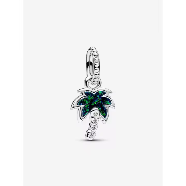 Pandora - Charm Colgante de Palmera Verde Opalescente-Plata de Lei - 1