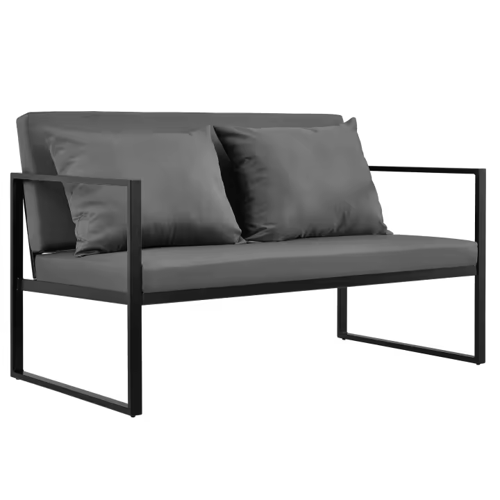 [casa.pro]® Sofá de jardín 70 x 114 x 60 cm mueble de jardín para exterior con cojín negro - 1