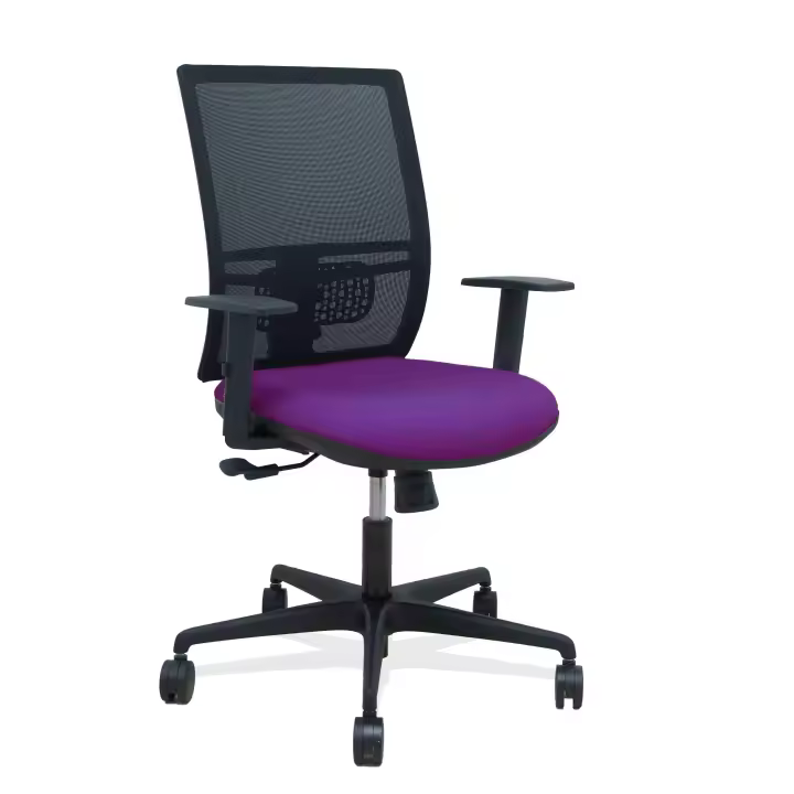 Silla Yunquera sincro malla negra bali morado brazo regulable - 1
