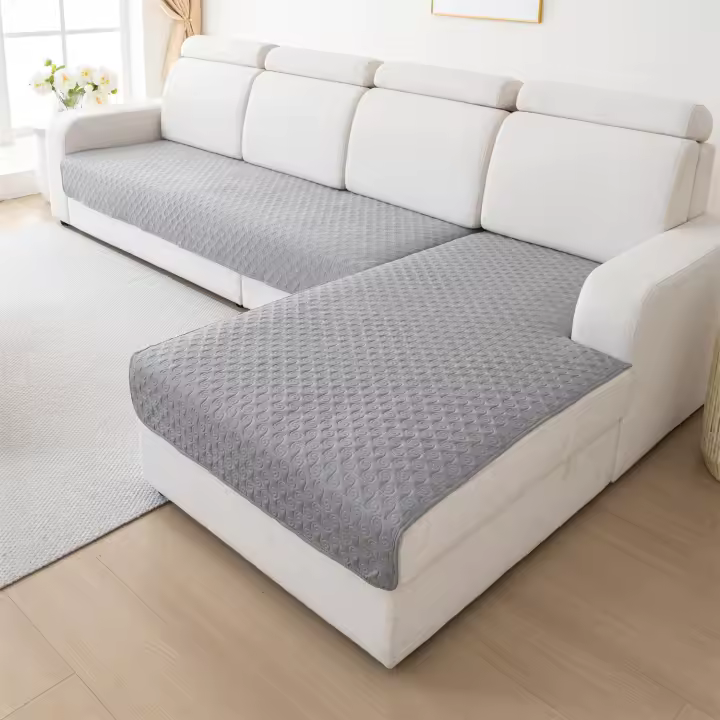 Funda De Sofá Quilteada 2Pcs Para Sala De Estar Protector De Muebles L-Shape Secciónal Cubiertas De Cojines Para Mascotas - 1