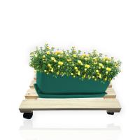 MINOKUA Carro de Madera con Ruedas para Jardín y Patio Al Aire Libre - Bandeja de Madera para Bombona - Peso Máximo 200kg - 35cmx35cm - Fabricado en Europa - details 4