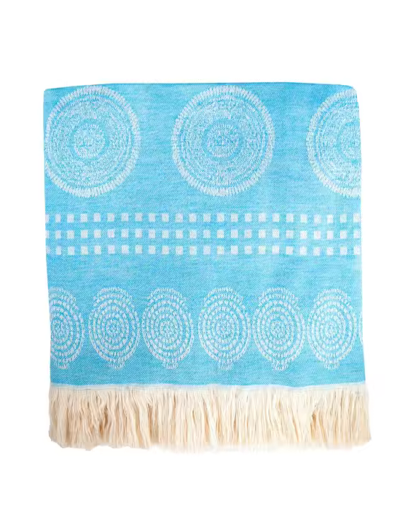 SUN & SURF Fouta de Playa Individual JACQUARD 100% Algodón 90x170 cm - Toalla Ligera y Versátil Tipo Pareo Ultra Suave Colores Suaves - 1