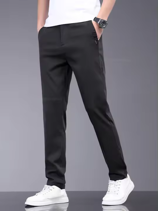 Nuevos Pantalones Para Hombre De Seda Lyocell Suave Estirable Moda Casual Verano Cintura Elástica Slim Trousers Negocios - 1