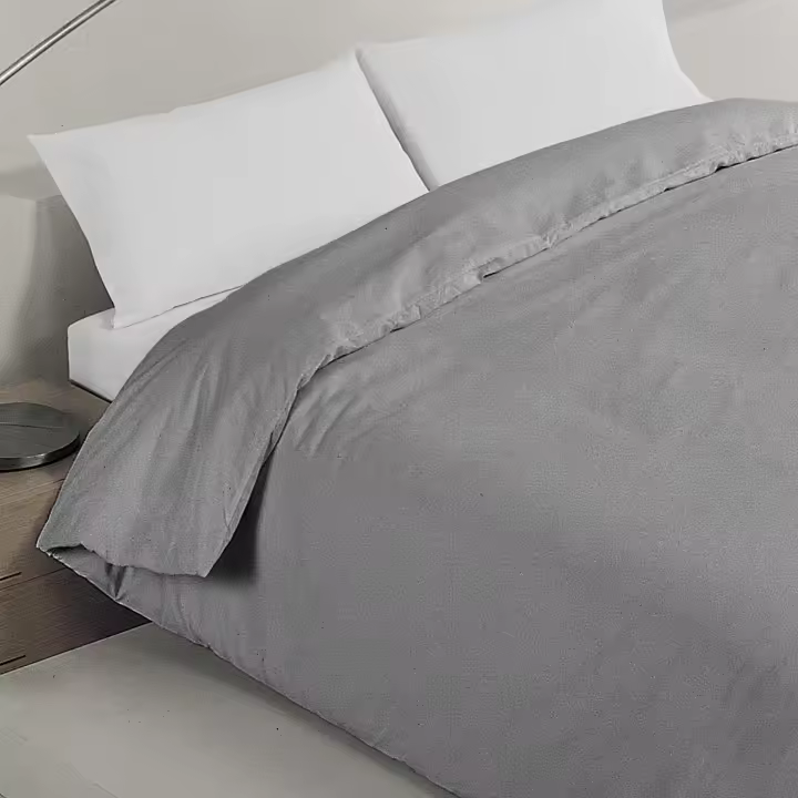 Manterol - Funda nórdica de algodón percal 200 hilos gris oscuro. Funda de tejido natural liso para los meses de invierno y entretiempo, resistente, duradero y de fácil planchado. - 1