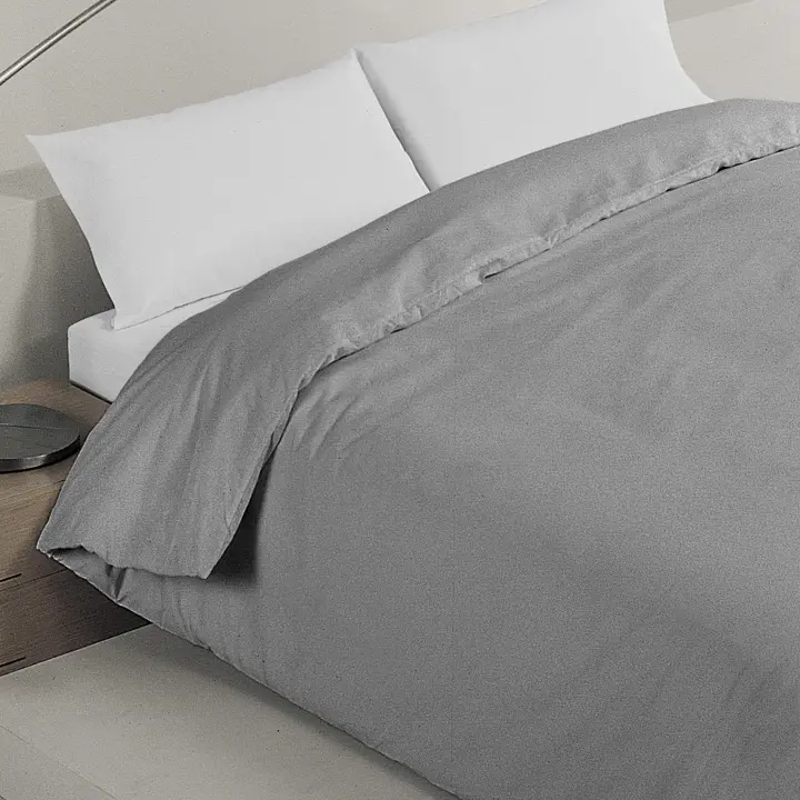 Manterol - Funda nórdica de algodón percal 200 hilos gris oscuro. Funda de tejido natural liso para los meses de invierno y entretiempo, resistente, duradero y de fácil planchado. - 1