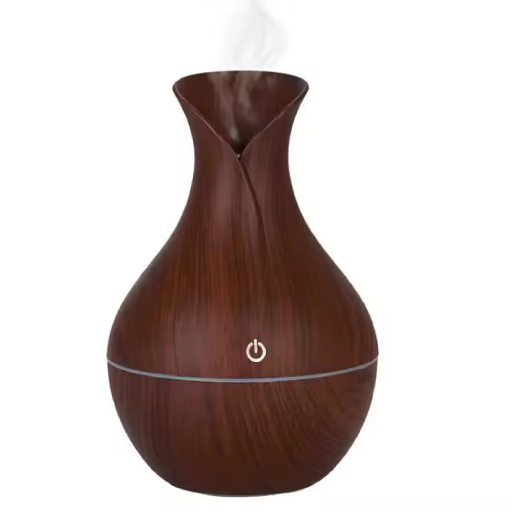 Humidificador Mini Difusor de Aceites Esenciales Efecto Madera Purificador Ultrasónico con Luces LED de Colores - 1