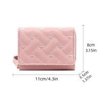 Cartera De Mujer Tri Fold Bolsa De Tarjetas PU Con Múltiples Bolsillos Estilo Coreano Minimalista Bordado De Amor Casual - details 0