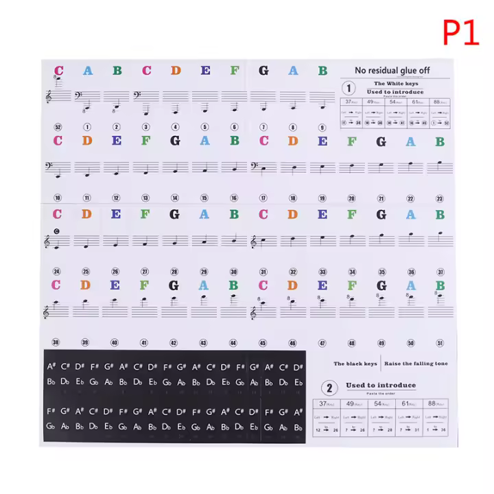 Piano Eléctrico Teclas 54/61/88 Clavijas Etiquetas De Sonido Nombre Teclado Electrónico Adhesivos Para Teclas - 1