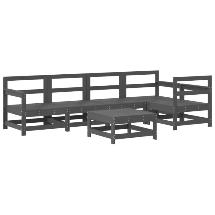 vidaXL Mesa y taburetes altos jardín 6 pzas madera maciza de pino gris - 1