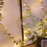Cadena De Luces LED De 20 LEDs Pequeñas Hojas Doradas 2M Con Pilas Incluidas Para Decoración De Bodas Y Fiestas En Casa Navidad DIY - details 4