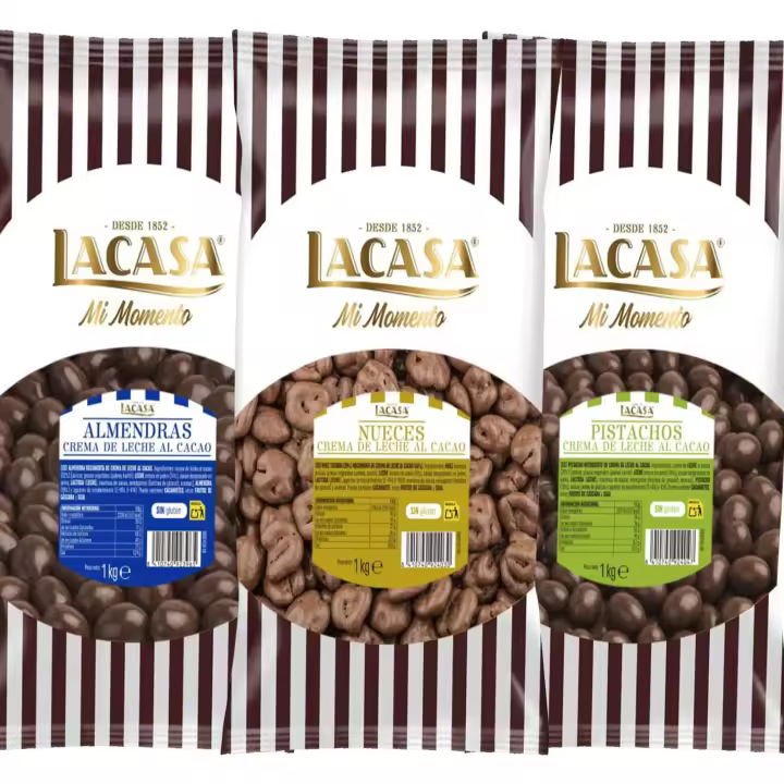 Lacasa Pack 3kg de bolas: Almendra con chocolate con Leche,Nuez con chocolate con Leche,Pistachos con chocolate Leche - 1