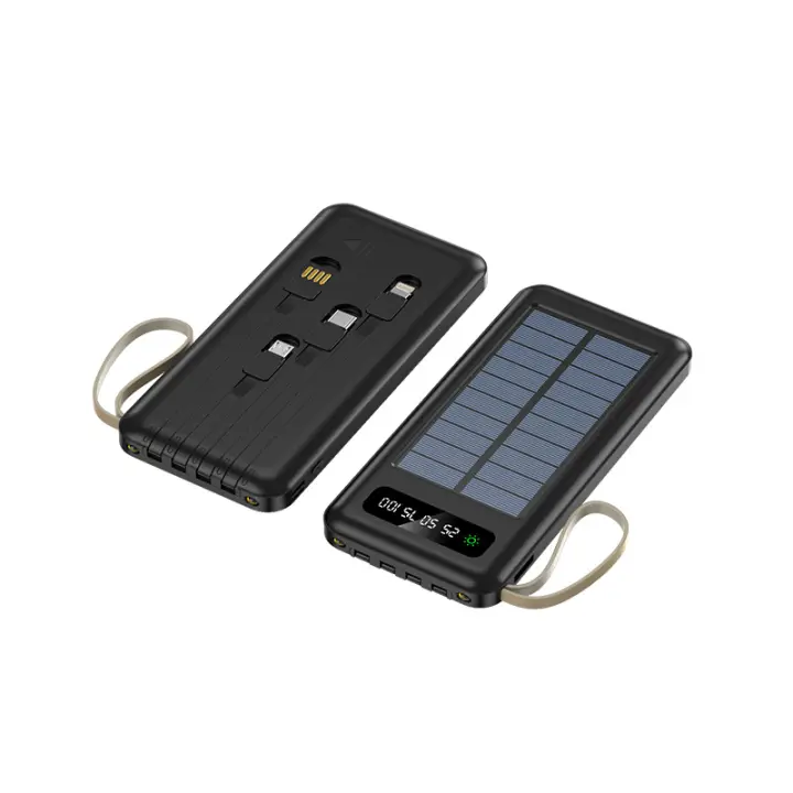 Cargador portátil Solar Power Bank 20000Mah Gran Capacidad Incorporado 5 Salidas y 3 entradas Cable y Linterna Compatible con Todos los teléfonos Inteligentes y Dispositivos USB - 1